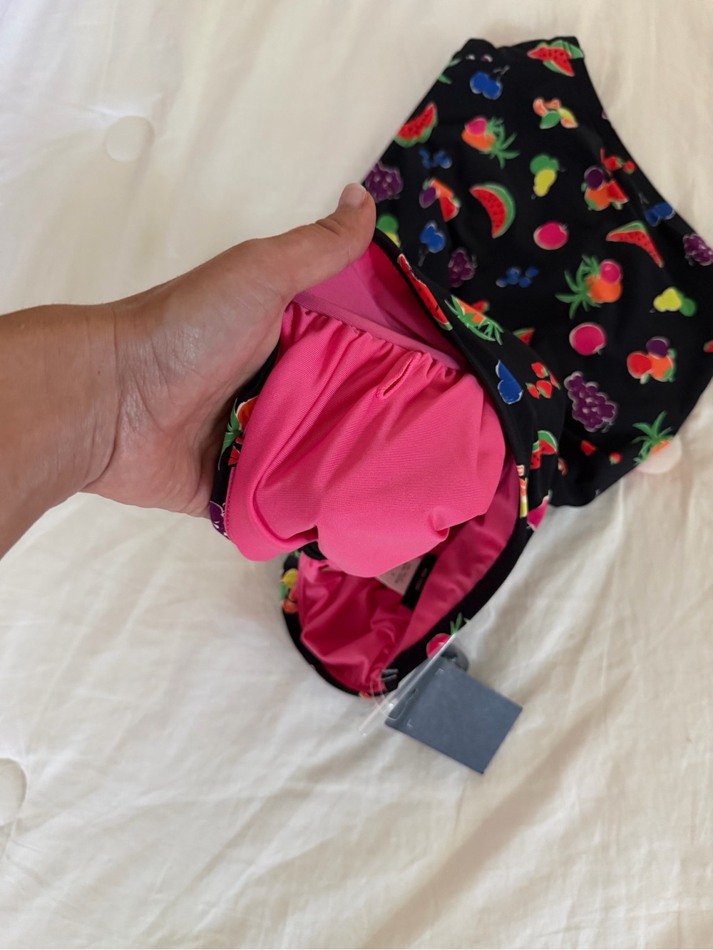 kate spade Black Bandeau size SMALL One-Piece Swimsuit with Bright Fruit Print - Picture 8 of 11